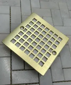 square drain with brass brushed finish.