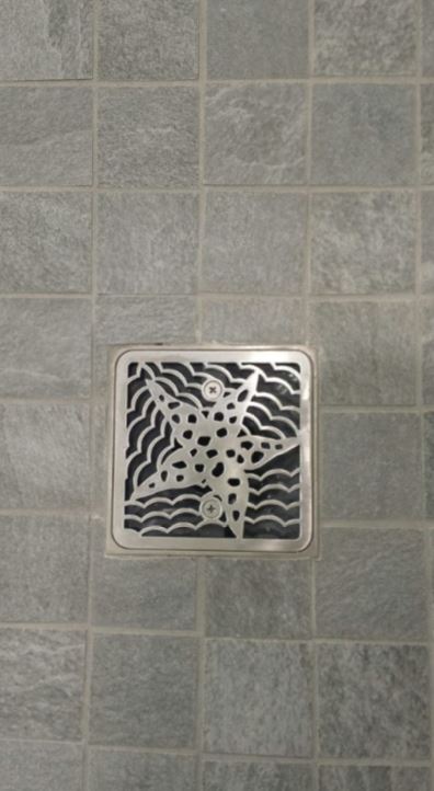 Starfish, shower drain install, Kohler, design by Designer Drains
