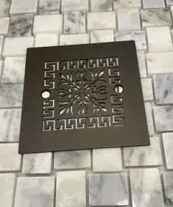 Greek Anthemion 4.25 square shower drain oil rubbed bronze