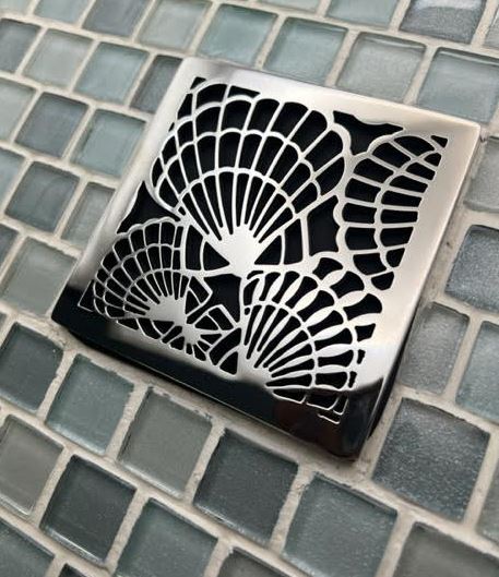 Seashells Design Ebbe replacement on tile Designer Drains