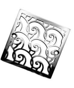 Waves-Square-Shower-Drain-Cover-Oatey 42320-Metal-Trim-Polished-Stainless_Designer-Drains.