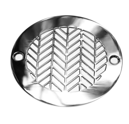 4 Inch Round Shower Drain Replacement,Wheat No. 2, Polished Stainless,_Designer Drains