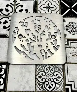 Square drain in Brushed stainless steel finish.