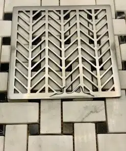 Geometric Wheat No. 2 square shower drain cover polished stainless steel
