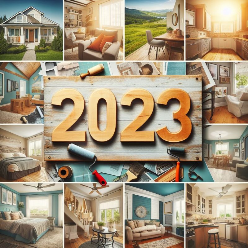 A collage of images of home remodeling projects with the word 2023