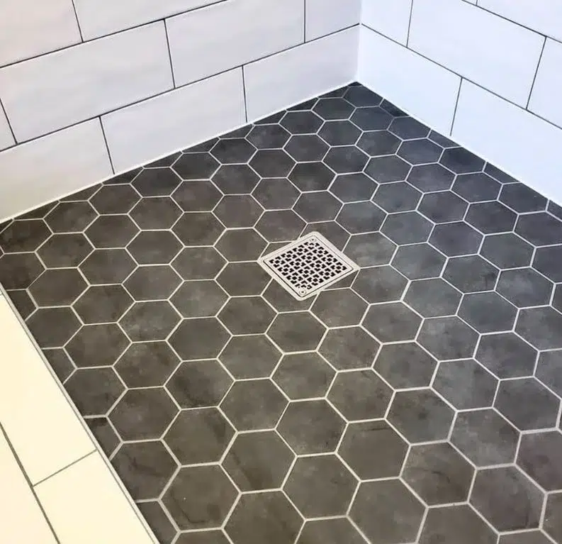 Geometric No. 1 Schluter install brushed stainless steel shower installation