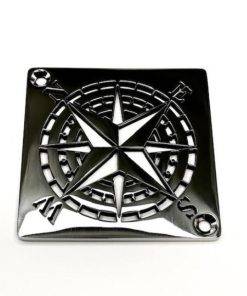 Compass Rose Designer Shower Drain made to Fit Schluter polished stainless steel by Designer Drains