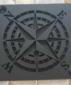 Compass Rose shower drain made to fit Schluter matte black on tile