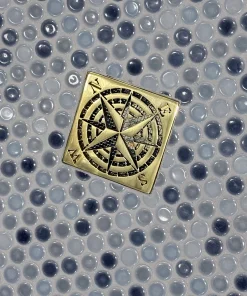 Compass Rose Square replacement for Schluter Keri Installation, Polished Brass