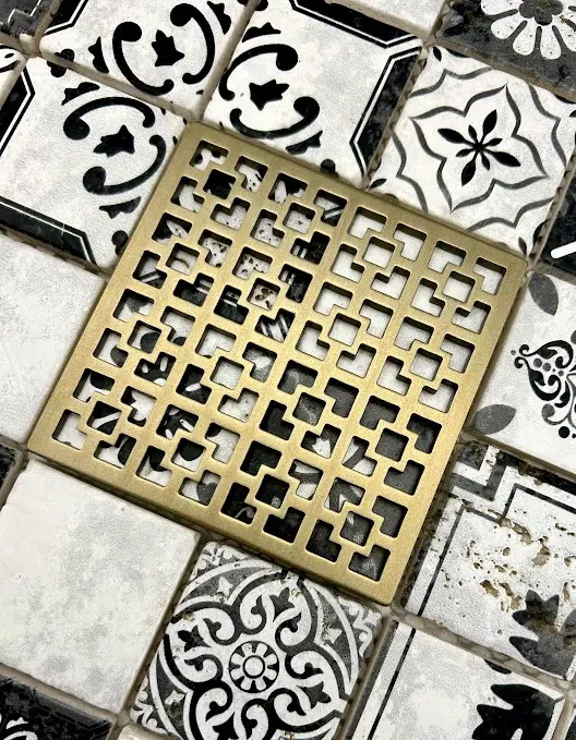 Square Drain in Champagne Bronze Finish.