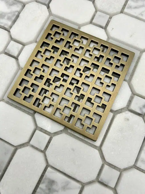 Square Drain in Champagne Bronze Finish.