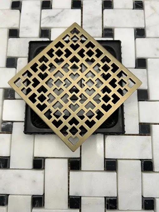 Square Drain in Champagne Bronze Finish.