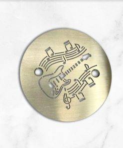 Guitar Music Notes 4.25 round shower drain cover brushed stainless steel by Designer Drains