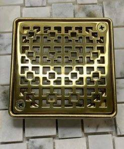 Geometric No. 1 Shower Drain Kit polished brass by Designer Drains