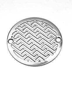 Herringbone 3.25 round shower drain cover polished stainless steel by Designer Drains
