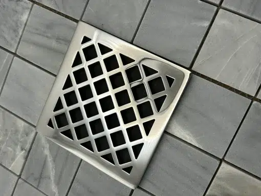 Diamonds square shower drain polished stainless steel