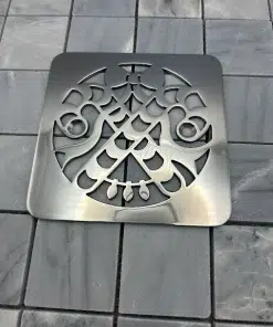 Square drain in Polished stainless steel finish.