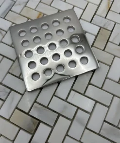 Square Trendline Drain in Polished Nickel finish.