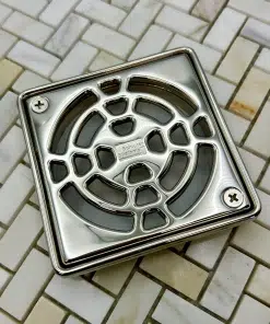 Schluter Kerdi drain kit in polished nickel finish by Designer Drains