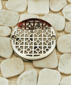 Geometric No. 1, 3.25 round shower drain cover, polished nickel by Designer Drains