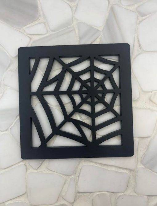 Spider web shower drain matte black by Designer Drains