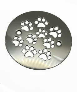 Dog Paws 4.25 round shower drain polished stainless steel