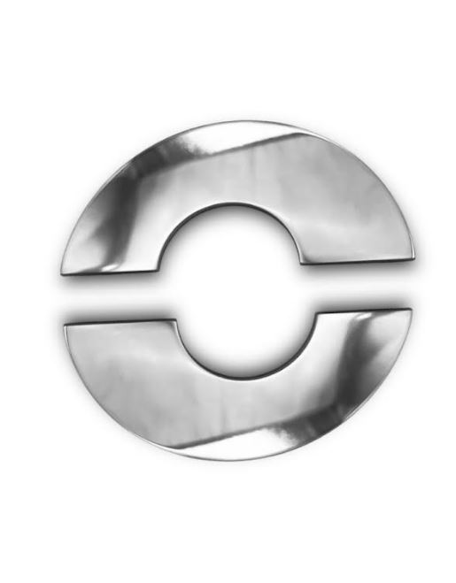 Custom Escutcheon Plate polished stainless steel in two pieces polished stainless steel by Designer Drains