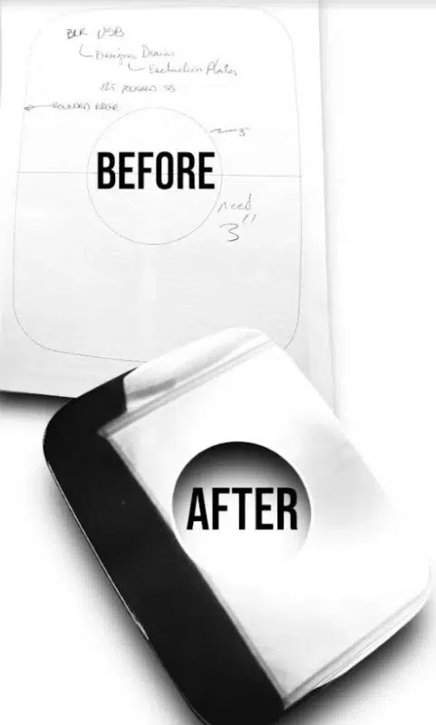 Escutcheon before and after polished stainless steel by Designer Drains