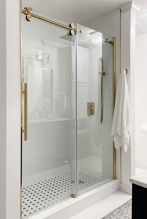 Shower with Glass Sliding Door