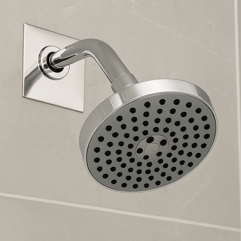 Square Escutcheon plate on shower head polished stainless steel