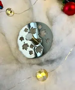 Maple leaves sink stopper in polished stainless steel finish