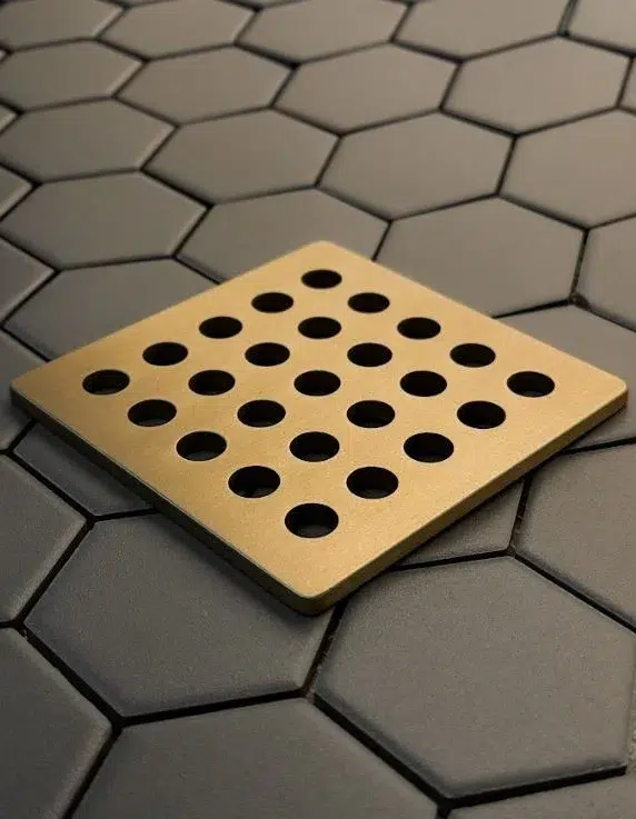 Geometric Circles Shower drain cover compatible with Schluter Kerdi Champagne Bronze Option 2