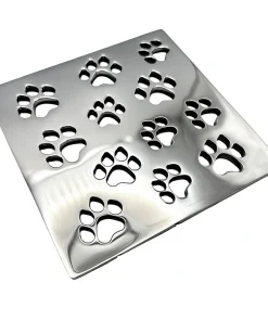 Square drain in polished stainless steel finish