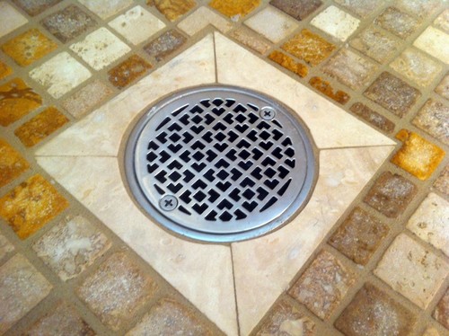3.25 Round Shower Drain Replacement Geometric Squares