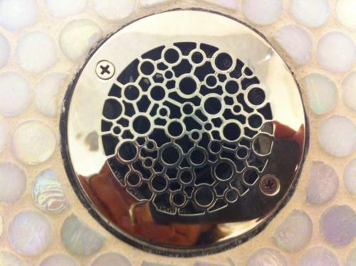 4 Inch Round Oatey Shower Drain - Nature Bubbles
