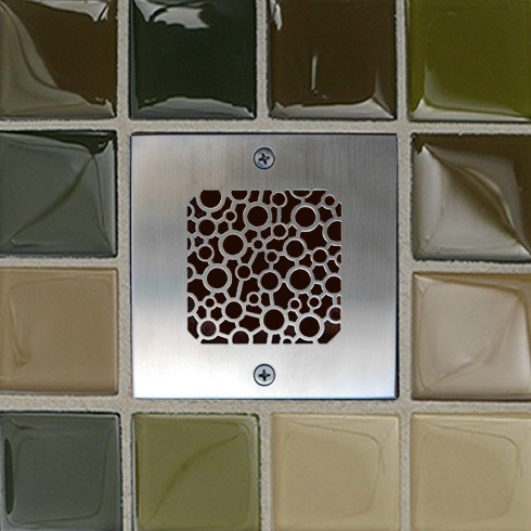 Square Oatey Shower Drain Nature Bubbles Brushed Nickel
